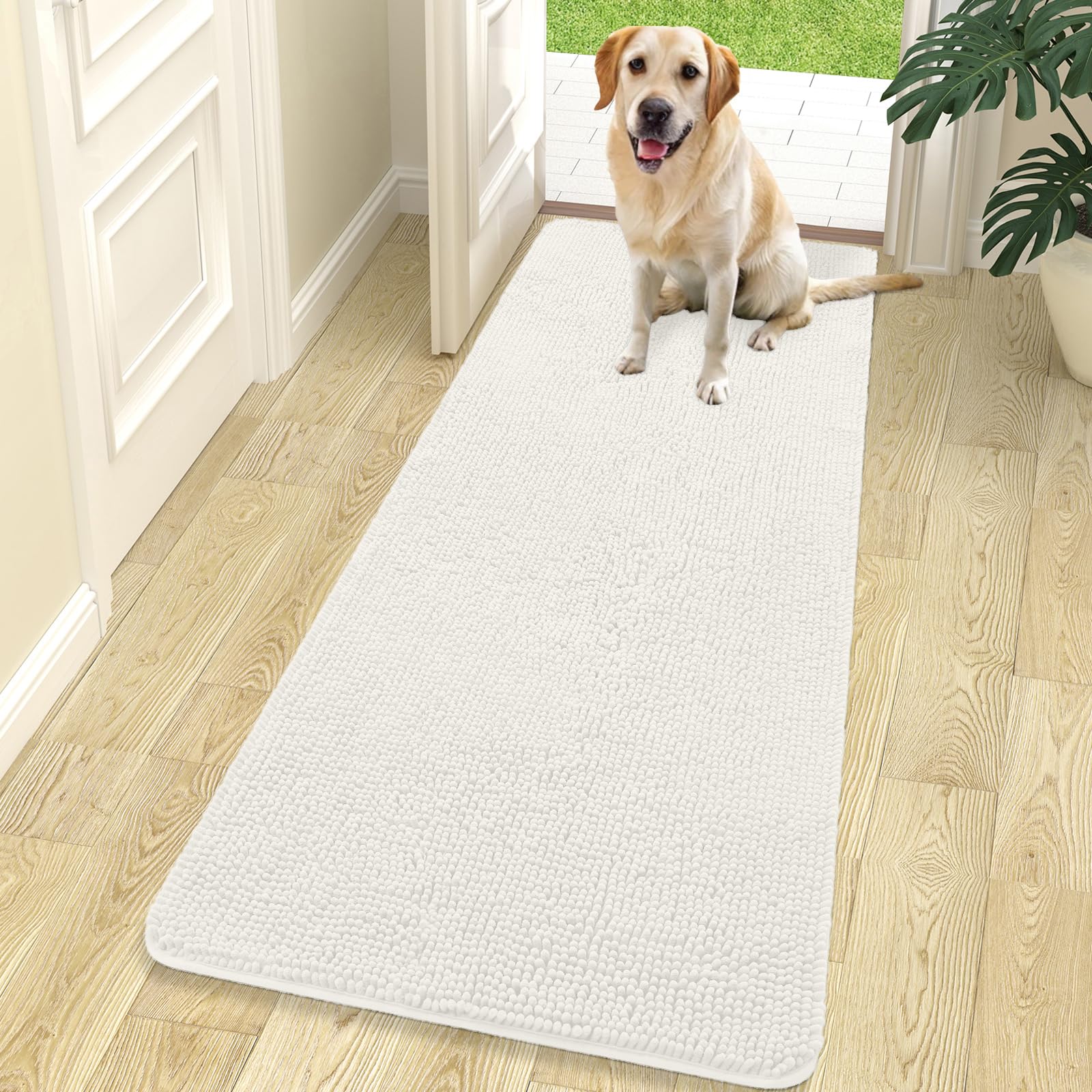 OLANLY Dog Door Mat for Muddy Paws 70x24, Super Absorbent Chenille Mud Mat