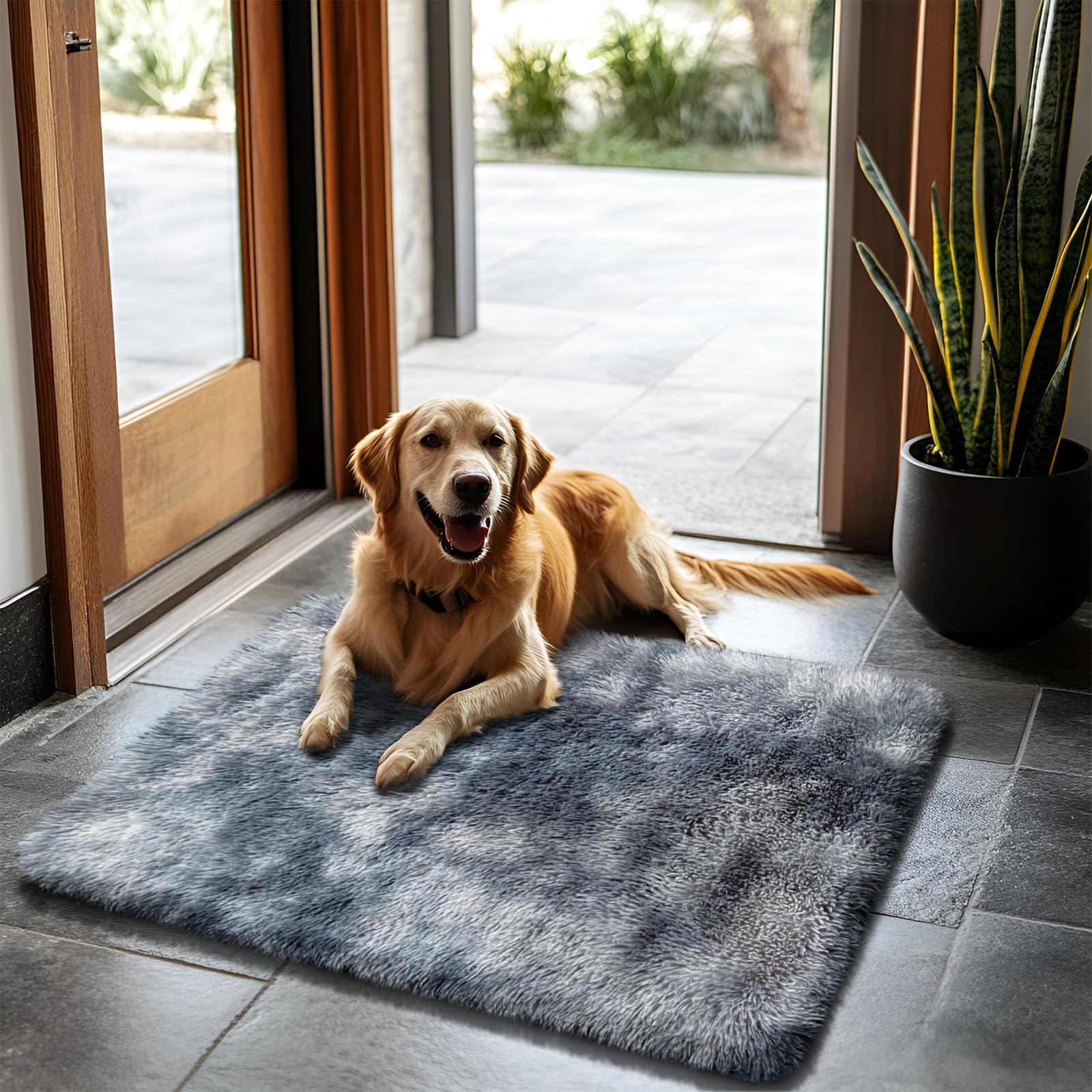 yulidayang 2x3 Area Rugs for Bedroom,Mottling Black Small Fluffy Shag Rug