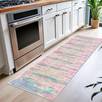 KOZYFLY Modern Abstract Runner Rug 2x6 Multi Pink Runners for Hallways Kitchen Rug Non Slip Washable Carpet Rug Runner Laundry Mat with Soft Low Pile for Entryway Bathroom Bedroom Kitchen