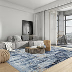 8x10 Area Rugs Washable Rug: Large Modern Abstract Living Room Rug Soft Anti-Skid Thin Carpet Indoor Floor Non-Shedding Carpets for Bedroom Dining Room Farmhouse Nursery Home Office Blue Gold