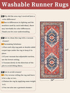 SERISSA Boho Washable Runner Rug, 2x6 Rug Runner Non-Slip Vintage Rust Hallway Kitchen Runner Rug Ultra Soft Print Distressed Tribal Floor Carpet Runner for Bedroom Bathroom Laundry Living Room