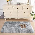 Chicrug Soft Runner Rugs for Bedroom Living Room Plush Fluffy Rug 2x4 Feet, Shag Furry Area Rug Carpet Non Shedding for Nursery Children Kids Girls Room Home Decorative, Grey and White