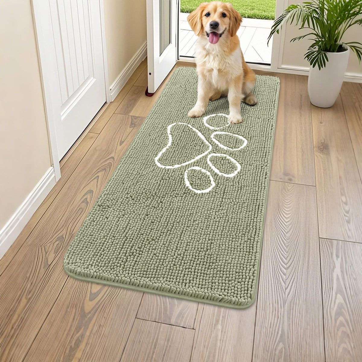 Smiry Dog Door Mat for Muddy Paws, Absorbent Non Slip Dirt Trapper, 47x24
