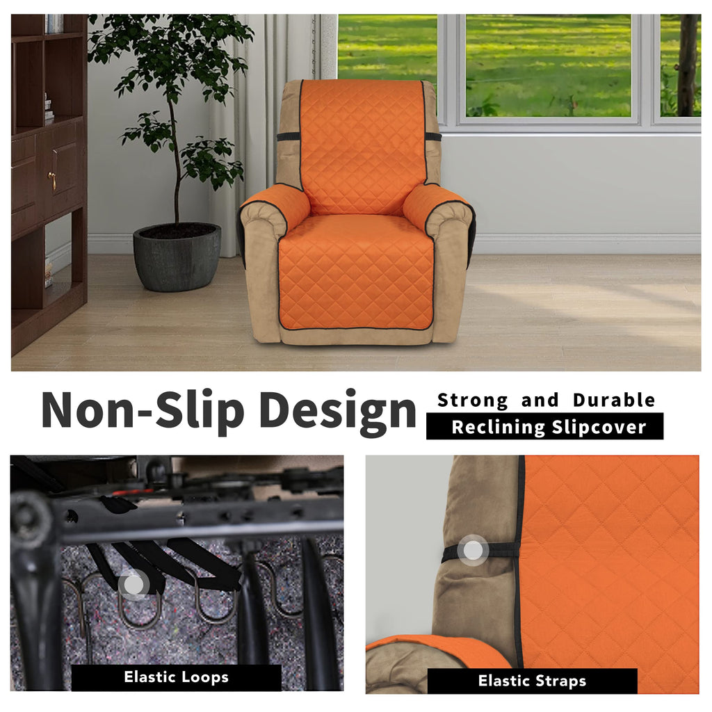 Easy-Going Reversible Couch Cover, Recliner 22 in, Orange/Black