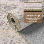 4 x 6 Area Rugs for Living Room, Machine Washable Non Slip Rug Ultra Soft Low Pile Indoor Carpet Modern Abstract Rugs for Bedroom Office Room Dining Room Beside, Beige