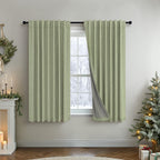 Light Sage Blackout Curtains for Bedroom Aesthetic 54 Inch Long 2 Panel Thermal Insulated Darkening Vintage Curtains for Small Window Short Length Classroom Playroom Linen Look Cottage Core Sage Green