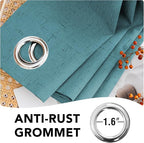 H.VERSAILTEX Linen Blackout Curtains 54 Inches Long 100% Absolutely Blackout Thermal Insulated Textured Linen Look Curtain Draperies Anti-Rust Grommet, Energy Saving with White Liner, 2 Panels, Teal