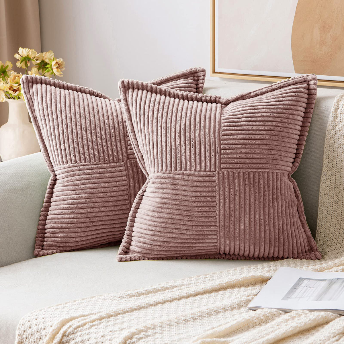 MIULEE Decorative Throw Pillow Covers for Couch 16x16 Inch Dustyblue 2 Pack