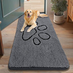 Smiry Dog Door Mat for Muddy Paws, Absorbent Dirt Trapper Non Slip Quick Dry Washable Chenille Mat for Mud Dogs, Entry Rug for Indoor and Outdoor (48x30 Inches, Dark Grey and Black)