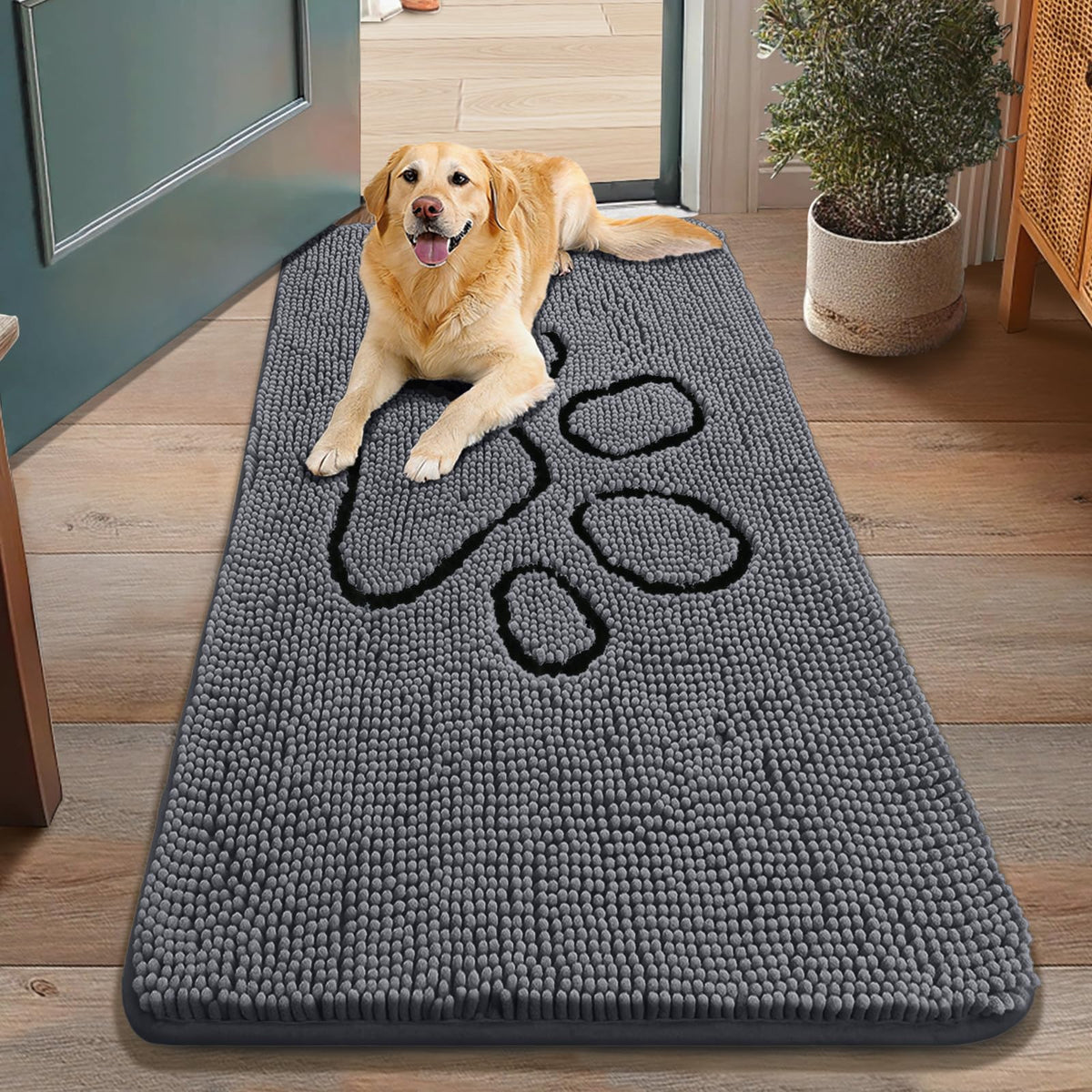 Smiry Dog Door Mat for Muddy Paws, Absorbent Non Slip Dirt Trapper, 48x30