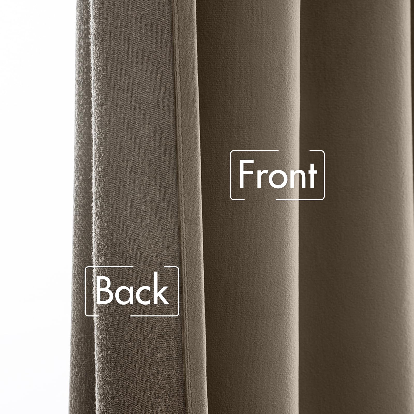 MIULEE Taupe Velvet Curtains 52x108 inches Luxury Blackout Curtains