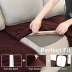 Leather Look Couch Cushion Covers Sofa Seat Slipcovers Sets Couches Furniture Protector for Sectional Armchair Loveseat Pets Kids Stretch Spandex Fabric (1 Cushion Armchair, Burgundy)