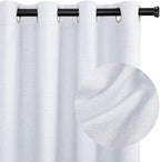 100% Blackout Shield Linen Blackout Curtains for Bedroom, Greyish White Grommet Curtains for Living Room, Thermal Insulated Room Darkening Drapes for Nursery, Boho Home Decor, 40" W x 45" L, 2 Panels