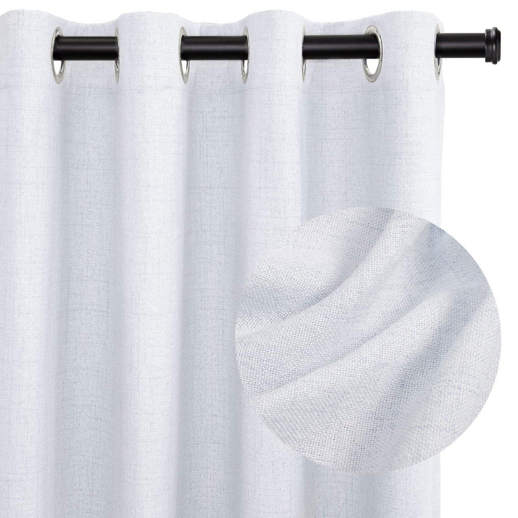 100% Blackout Linen Curtains 108 Inch Long 2 Panels Set, Oatmeal