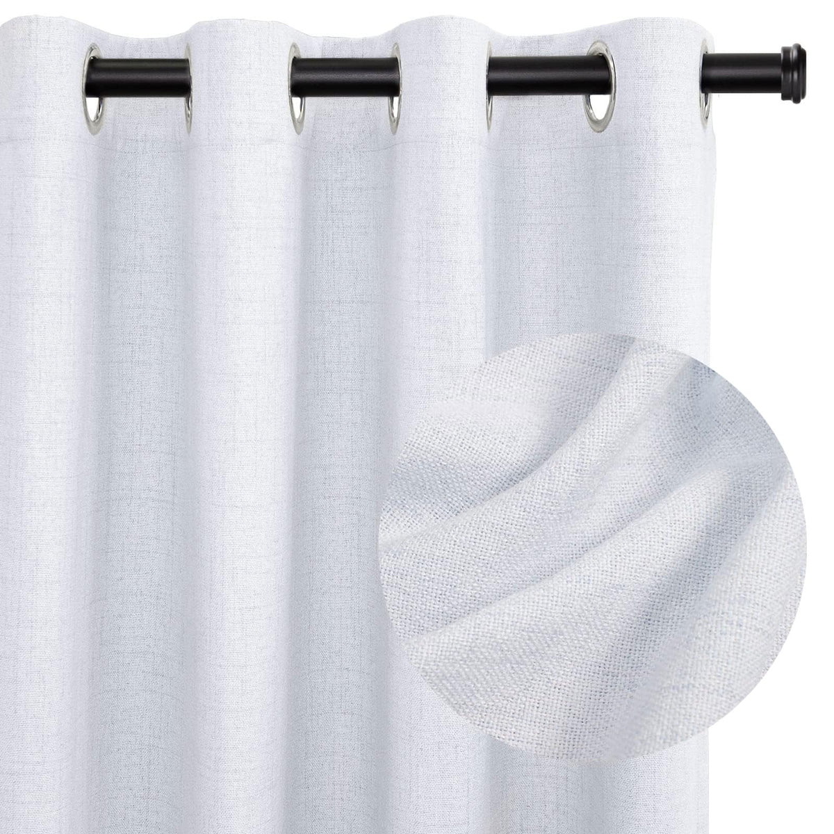 100% Blackout Linen Curtains 108 Inch Long 2 Panels Set, Oatmeal