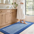 70x24 Long Bathroom Rugs Washable Non Slip, Blue Bath Mat for Bathroom Floor Tub, Soft Absorbent Quick Dry Mats for Shower, Bathtub,Home Decor