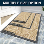 Colorxy Waterproof Doormat, Sturdy Natural Rubber Front Indoor Mat, Non Slip Low Profile Indoor Outdoor Door Mats, Stain and Fade Resistant Floor Mat, Easy Clean Patio Entrance Mat, 48''x32'', Beige