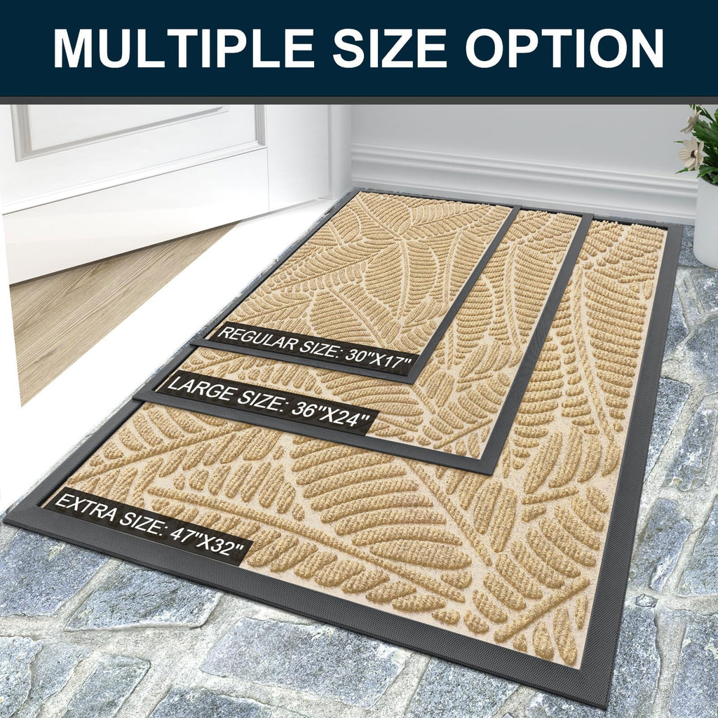 Colorxy Waterproof Front Doormat, Sturdy Natural Rubber Door Mat, 35x23
