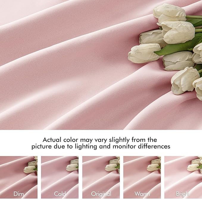 MIULEE Light Pink Back Tab Blackout Curtains 52x84 Inch Length 2 Panels Set