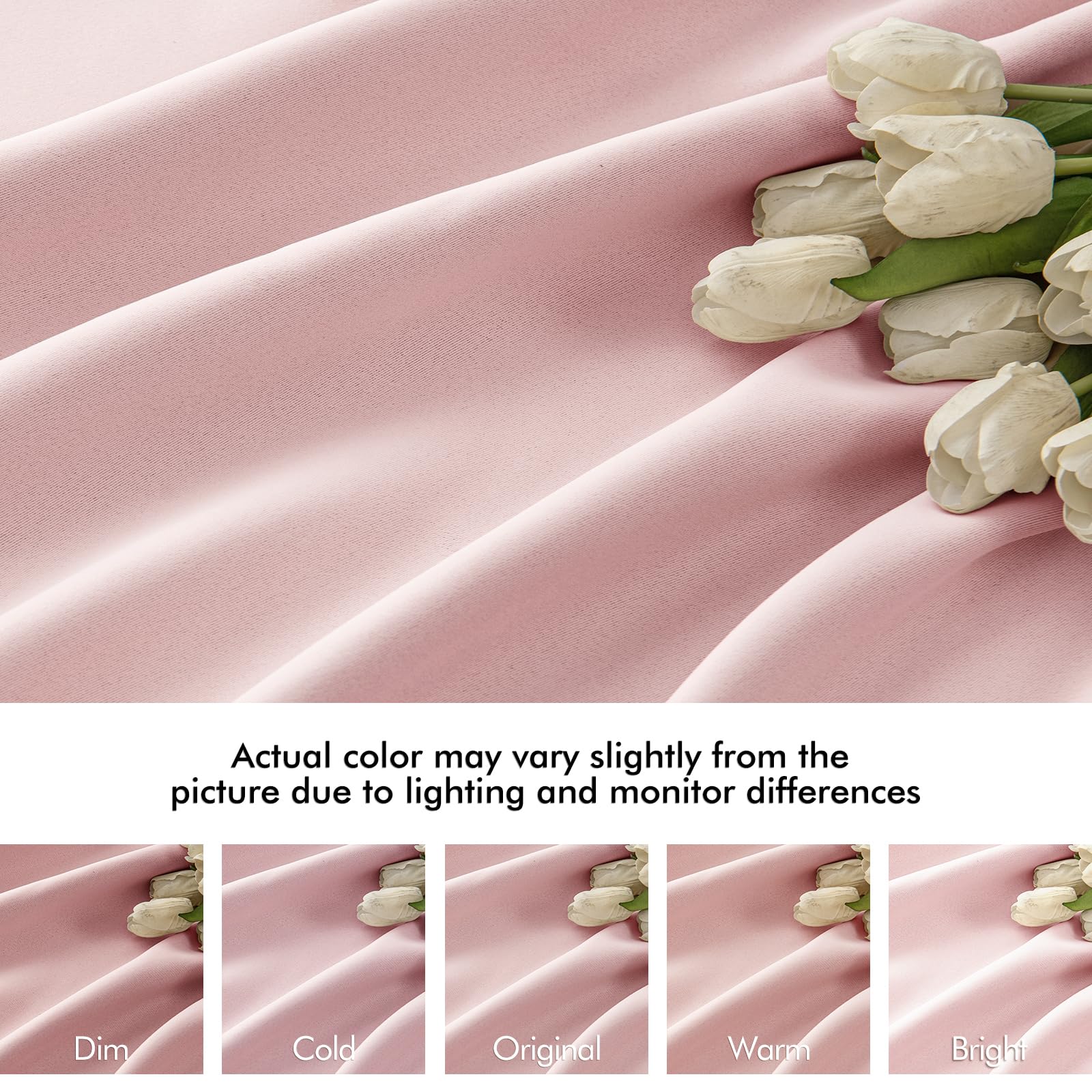 MIULEE Light Pink Back Tab Blackout Curtains 52x102 Inch Long 2 Panels Set