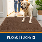 OLANLY Dog Door Mat for Muddy Paws 47x17, Super Absorbent Chenille Mud Mat