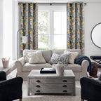 Topfinel Black Dark Floral Grey Blackout Curtains, Gray Decorative French Country Grommet Dark Academia Antique Decor Hummingbird Window Covering for Living Room Bedroom Dining,84 Inch Length