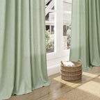 Nanspring Mist Sage Linen Curtains Semi Sheer 96 Inches Long 2 Panels Set for Living Room Back Tab Rod Pocket Light Filtering Drape for Bedroom Modern Farmhouse Coastal Decor Protect Privacy 52x96