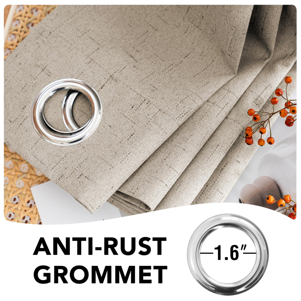 H.VERSAILTEX 100% Blackout Curtains for Bedroom Thermal Insulated Linen Textured Curtains Heat and Full Light Blocking Drapes Living Room Curtains 2 Panel Sets, Cobblestone, 42x63 Inch