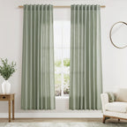 Nanspring Desert Sage Linen Curtains 72 Inch Length for Living Room Semi Sheer Light Filtering Door Drapes 2 Panels Set for Kids Bedroom Back Tab Rod Pocket Modern Farmhouse Decor 52x72