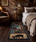 Hallway Runner Rug 2x6 Indoor Door Mat - Bear Rustic Cabin Non-Slip Entryway Rug, Low Pile Tribal Print for Kitchen, Bedroom