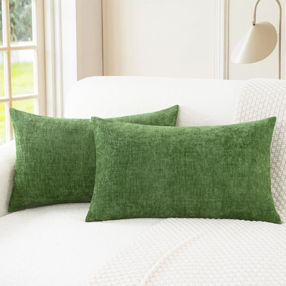 CaliTime Decorative Couch Throw Pillow Covers 20 X 12 Inches Navy Blue