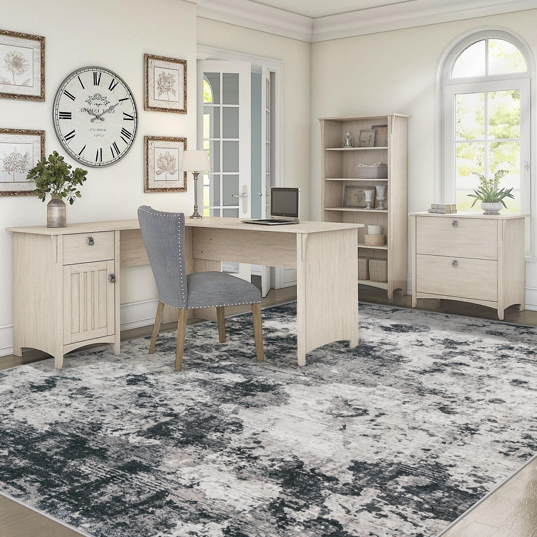 XLUEZ 6x9 Area Rugs for Living Room, Washable Modern Abstract Large Area Rug Neutral Soft Non Slip Kids Rug Stain Resistant Indoor Carpet for Bedroom Nursery Dining Room Playroom(Black, 6'x9')