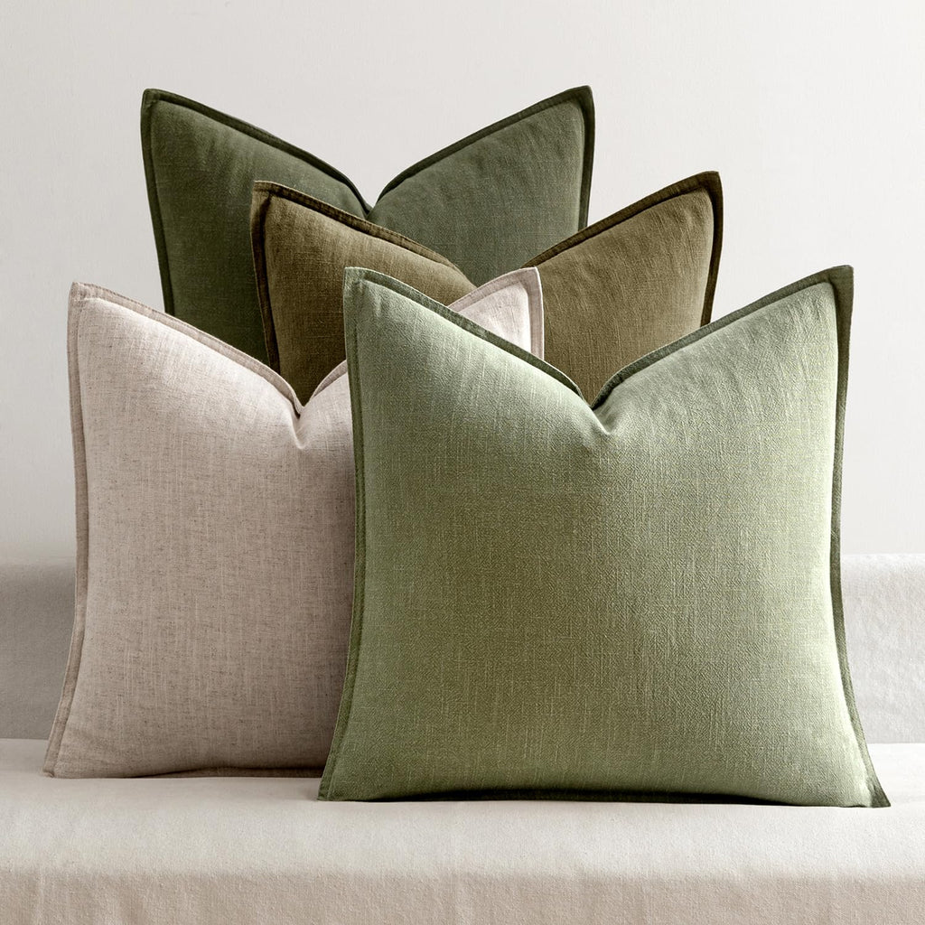 MIULEE Beige Boho Linen Decorative Pillow Covers 24x24 Inch Pack of 4