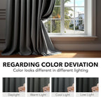 Deconovo Blackout Curtains, Thermal Insulated, W38 x L63 2 Panels, Back Tab, Machine Washable, Room-Darkening Drapes for Bedroom/Living Room Dark Grey
