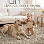 6x9 Fluffy Shag Area Rugs for Living Room Bedroom: Soft Carpet Gray Camel