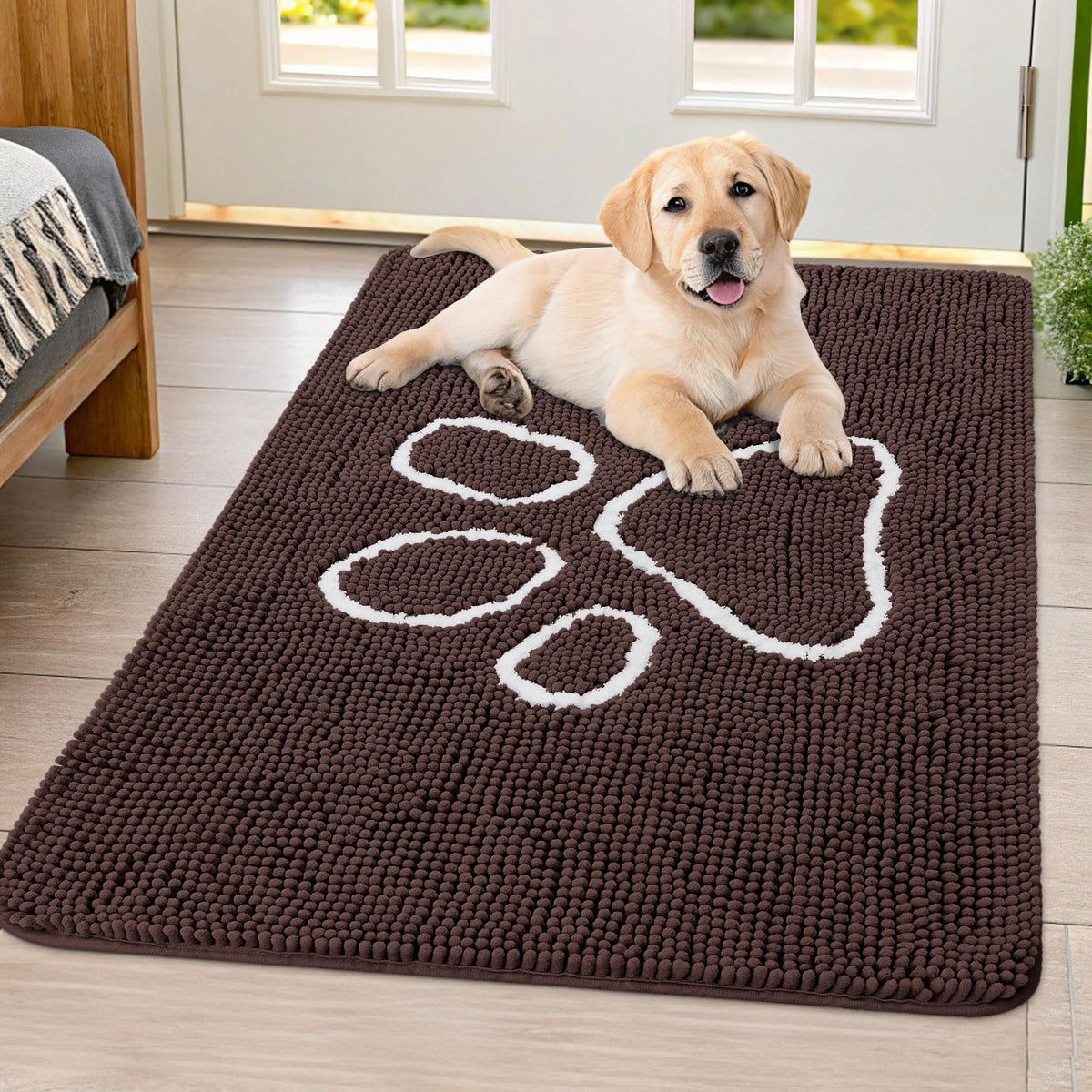 Smiry Dog Door Mat for Muddy Paws, Absorbent Non Slip Dirt Trapper, 40x32