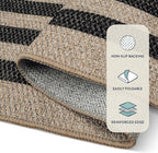 Lahome Enfys Modern Geometric Easy Jute Entryway Rug, 4x6 Black Washable Carpet for Bedroom Contemporary Thin Living Room Patio Rug, Farmhouse Non Slip Indoor Outdoor Carpet for Dining Room Backyard