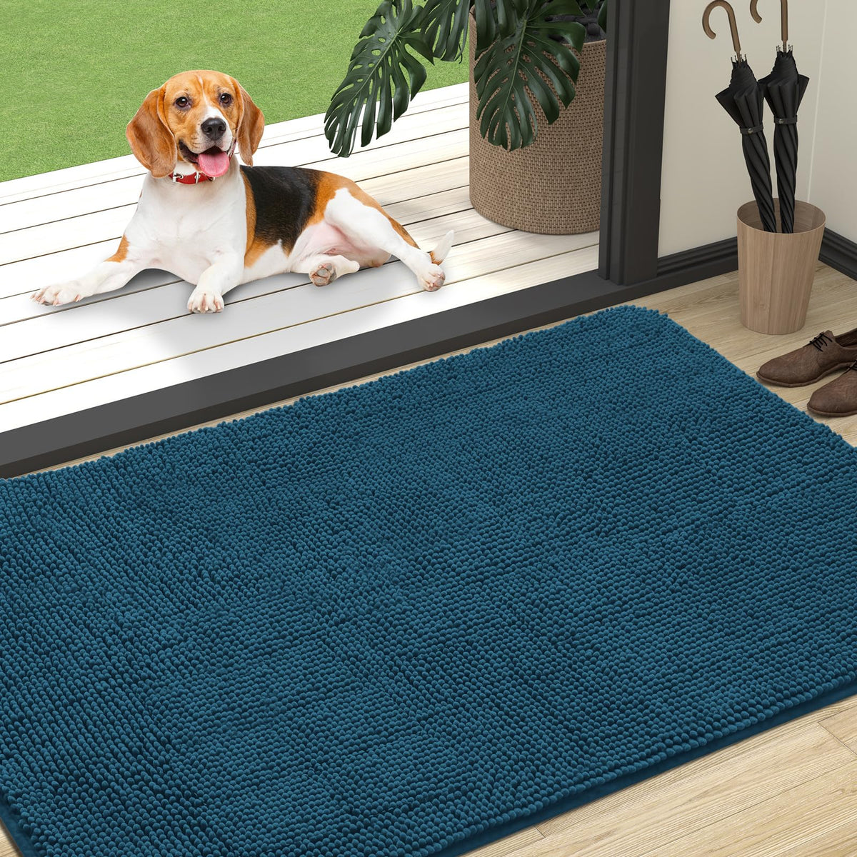 OLANLY Dog Door Mat for Muddy Paws 47x32, Super Absorbent Chenille Mud Mat