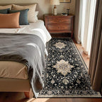 Area Rugs 3'x6' Runner Rug Non Slip Washable for Kitchen Hallway Bedroom Beside Laundry Room Bathroom Rug, Floor Carpet, Black Brown Neutral Dark Tan