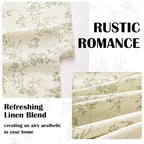 Lazzzy Green Vintage Floral Linen Curtains Farmhouse 38W X 90L 2 Panels