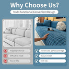 MDSASFD Velvet Couch Cover, Plush Sectional Sofa Cover Washable, Anti Slip Sofa Slipcover for 3 Cushions Sofas, Furniture Protector Covers for Pets & Kids(1PC, Blue, 35.4"×71", 3-Seater)