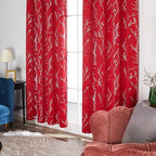 Deconovo Christmas Red Curtains, Blackout Drapes, Soundproof Curtain, Silver Print, 42 x 63 Inch Long, 2 Panels, Machine Washable Window Panel for Living Room Bedroom Festival Party Decoration Kitchen