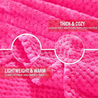 Exclusivo Mezcla Fleece Bed Blanket Queen Size, Super Soft and Warm Blankets for Couch, Sofa and Bed Waffle Textured, Cozy, Fuzzy and Lightweight (Hot Pink, 90x90 Inches)