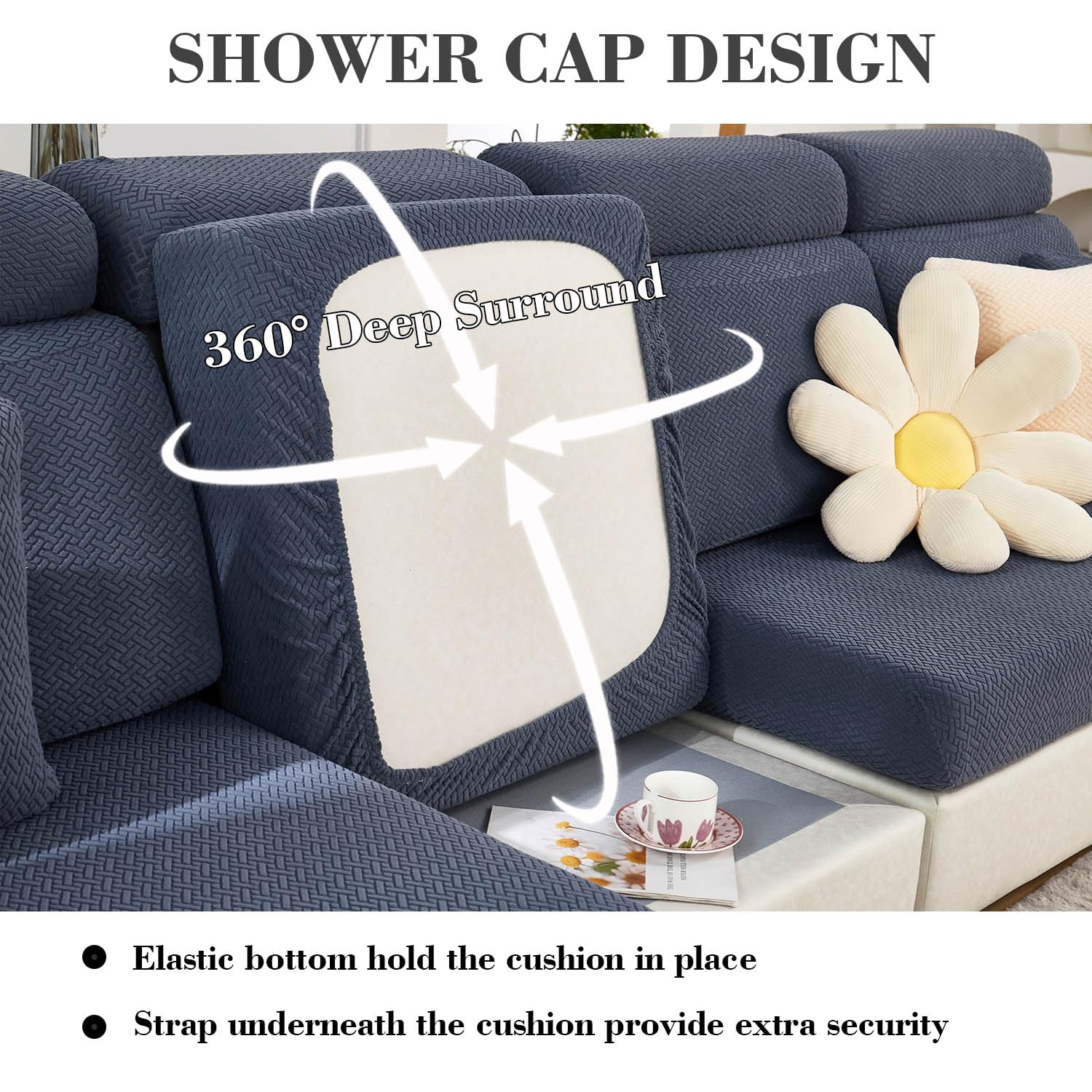 Disayu Sofa Covers Couch Covers for Sofa Pet Friendly Couch Cushion Covers Universal Sofa Covers Washable Stretch Slipcovers for Sectional Sofa (Texture Metal Gray,Chaise Cover)
