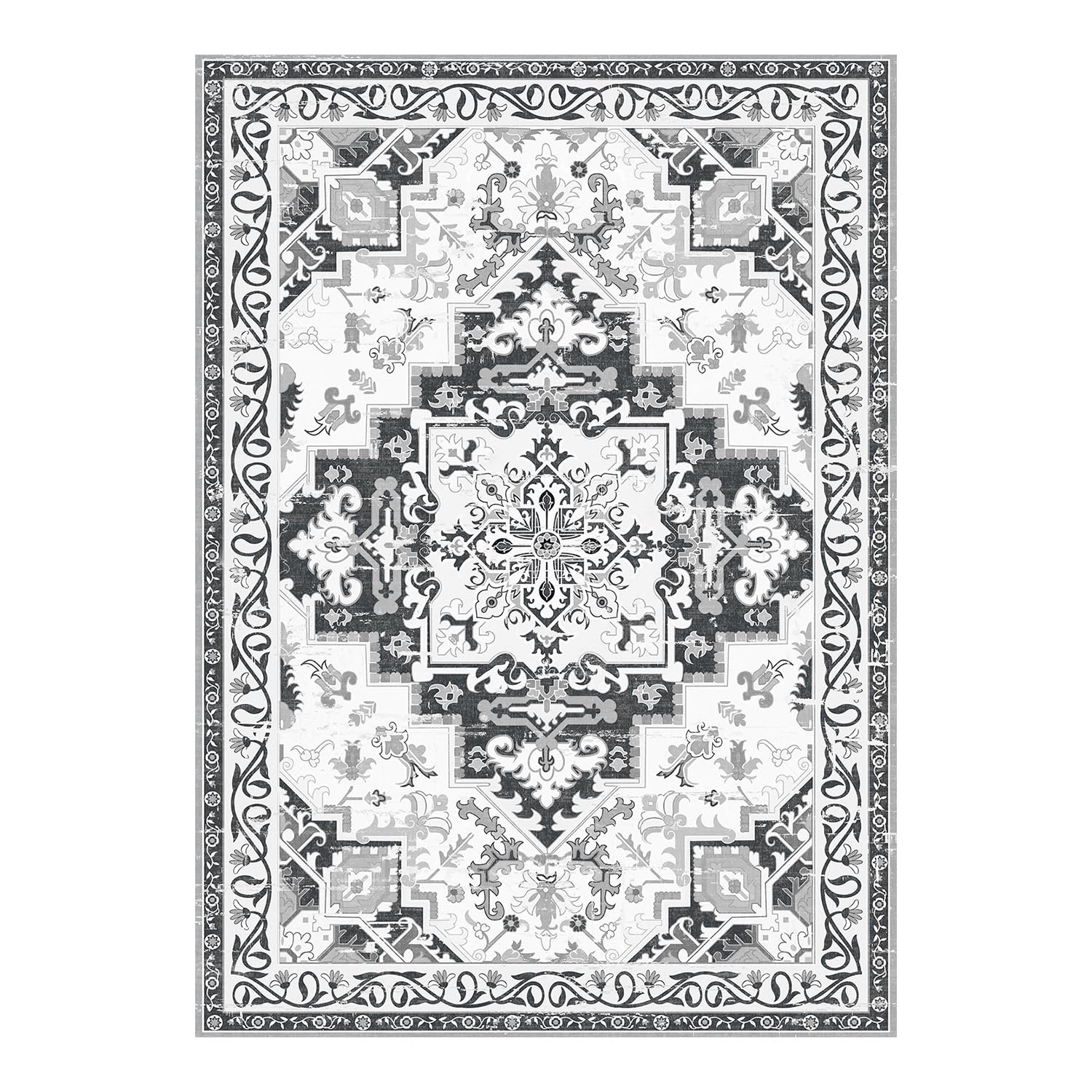 Rugflix 6x9 Area Rugs for Living Room, Washable Light Grey Large Rug