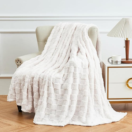 Aganear Fluffy Cozy Throw Blanket for Couch 50"x70" Cream White