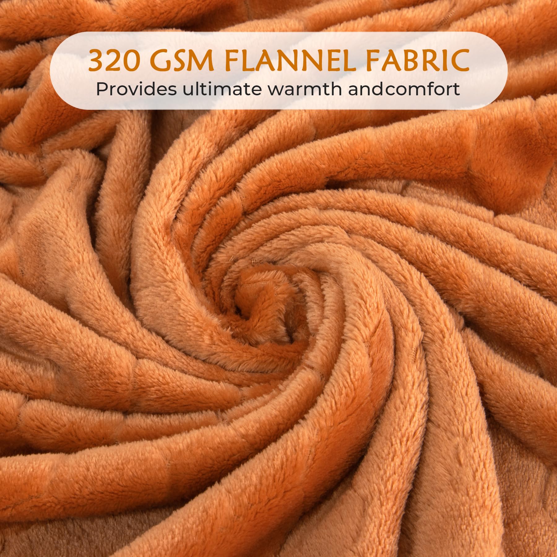 TOONOW Fleece Blanket Super Soft Cozy Throw Blanket 50" x 60", Lightweight Fuzzy Comfy Textured Flannel Blanket Warm Plush Throw Blankets for Couch, Sofa, Bed, Pumpkin