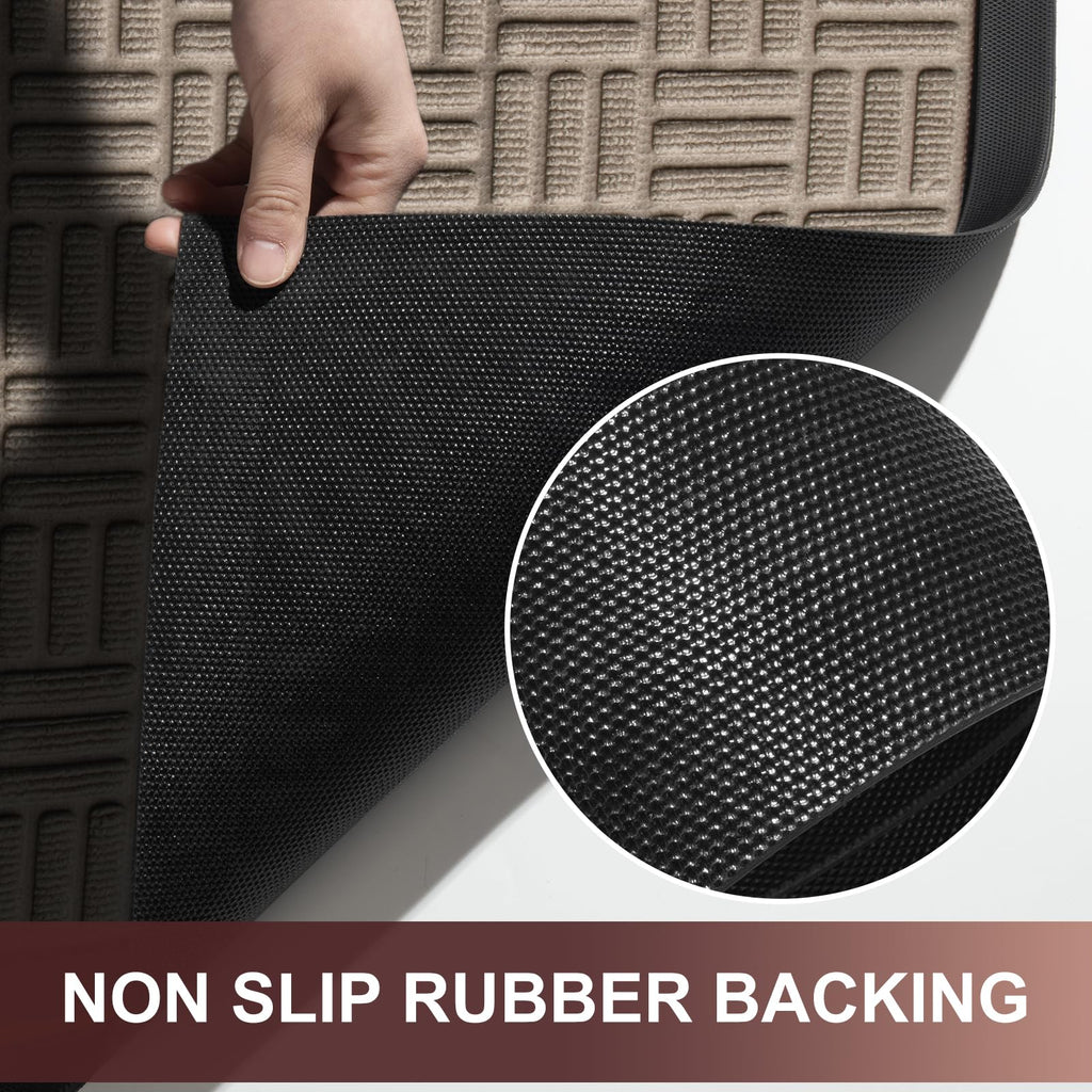 Mibao Front Door Mat Outdoor Entrance, 47" x 24" Heavy Duty Welcome Mat for Outdoor and Indoor, Waterproof Dirt Trapper Doormat, Super Absorbent Indoor Entryway Mat for Patio & Porch - Beige