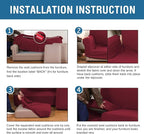 H.VERSAILTEX 4 Piece Stretch Sofa Covers for 3 Cushion Couch Covers for Living Room Furniture Slipcovers (Base Cover Plus 3 Seat Cushion Covers) Upgraded Thicker Jacquard Fabric (XL Sofa, Burgundy)
