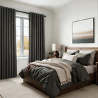 Topfinel 100% Blackout Linen Textured Curtains 84 inches Long Charcoal Gray Thermal Insulating Privacy Energy Saving for Bedroom Living Room Window Office Theater Baby Nursery Back Tab 2 Panels